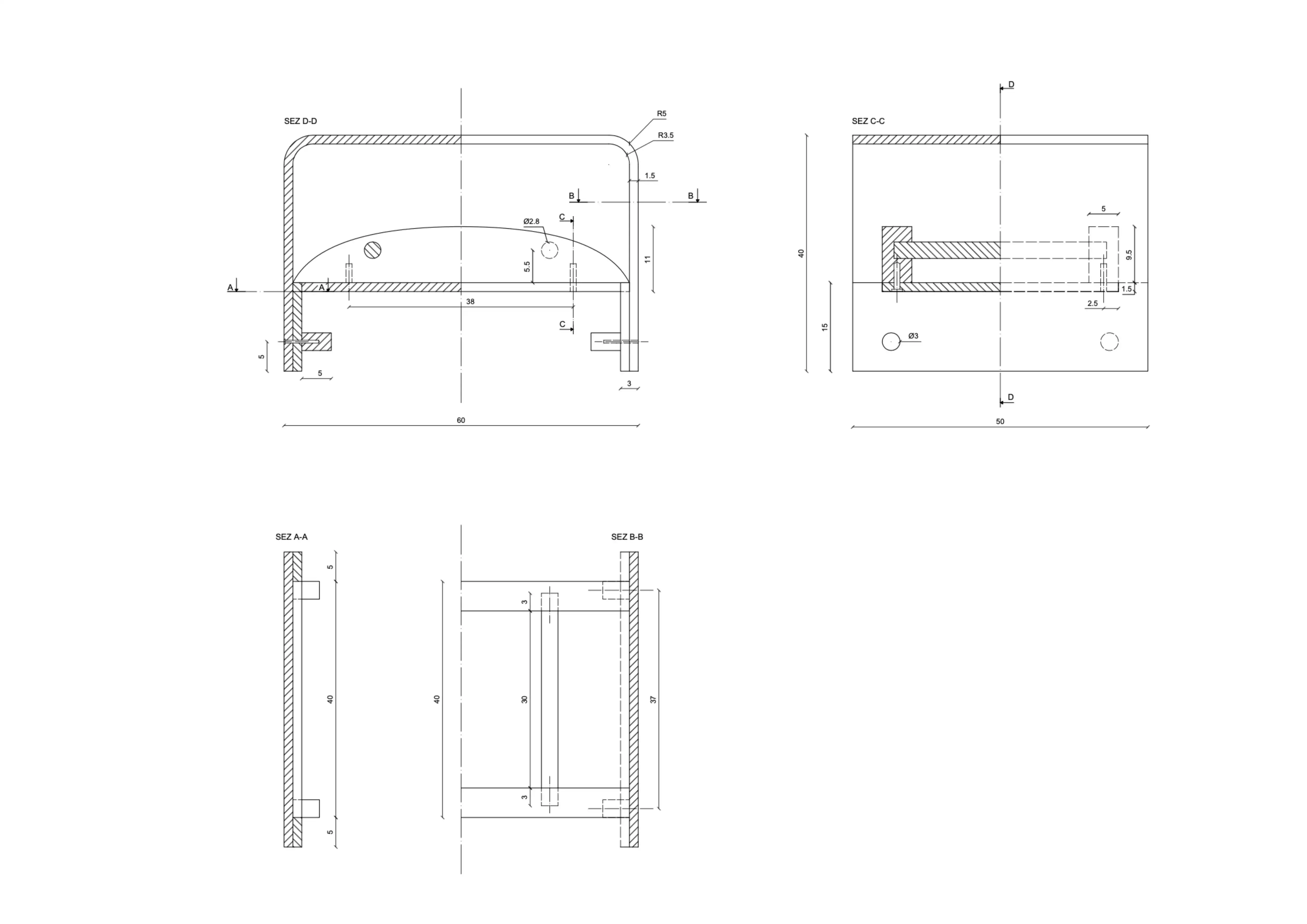 COFFEE TABLE BRIDGE — Technical drawings